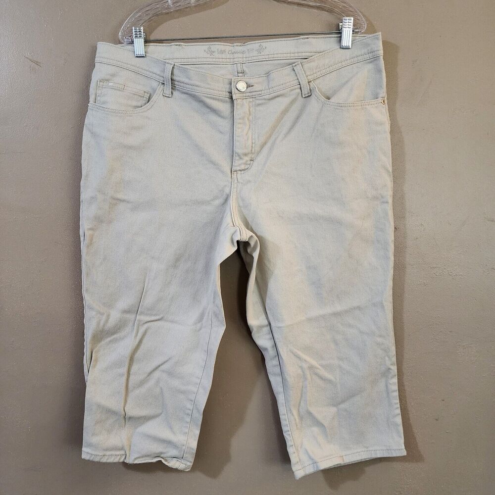 Lee Classic Fit Womens Capri Jeans Size 16-18 Beige Tapered Low Rise Stretch